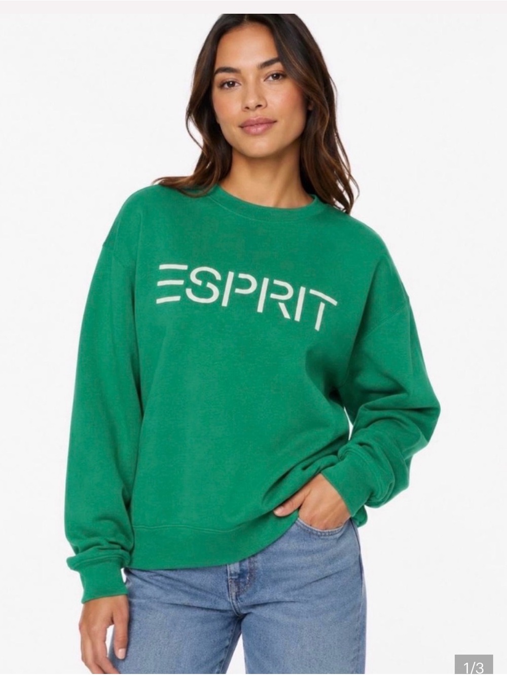 Espirit Costco Emerald Green Logo Pullover Sweatshirt NWT XS